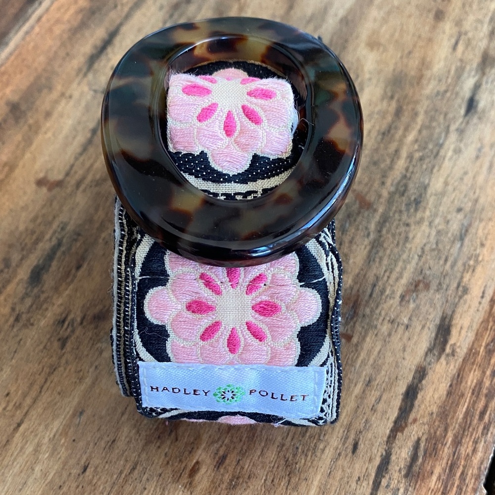 Pink Floral Fabric Belt  with Tortoiseshell Accent buckle